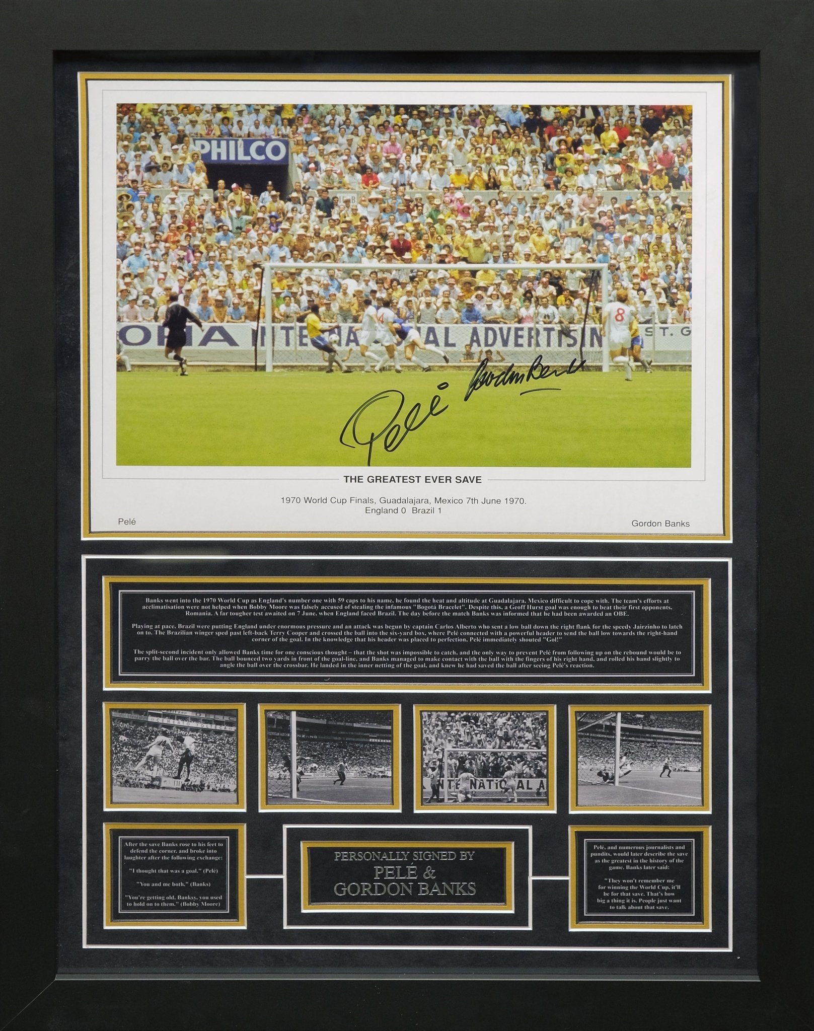 Pele and Banks signed Photograph Framed Display - Memorabilia Framers Shop